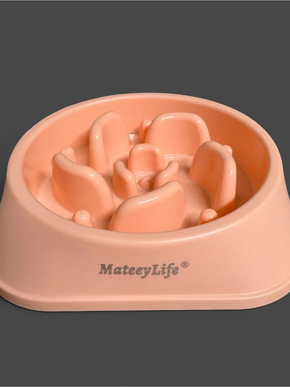 MateeyLife Slow Feeder Dog Bowl Peach NWOT Small Medium Anti Slip Puzzle Bowl
